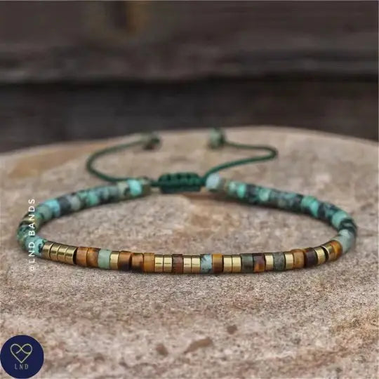 Tibetan Natural Stone - One Day At A Time - African Turquoise & Tiger Eye - 0158