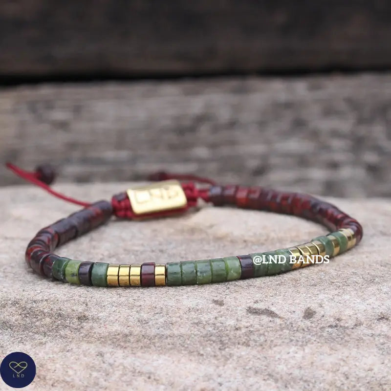 Tibetan Natural Stone - Hematite beads and Olive Jade - I AM THE STORM - 0275