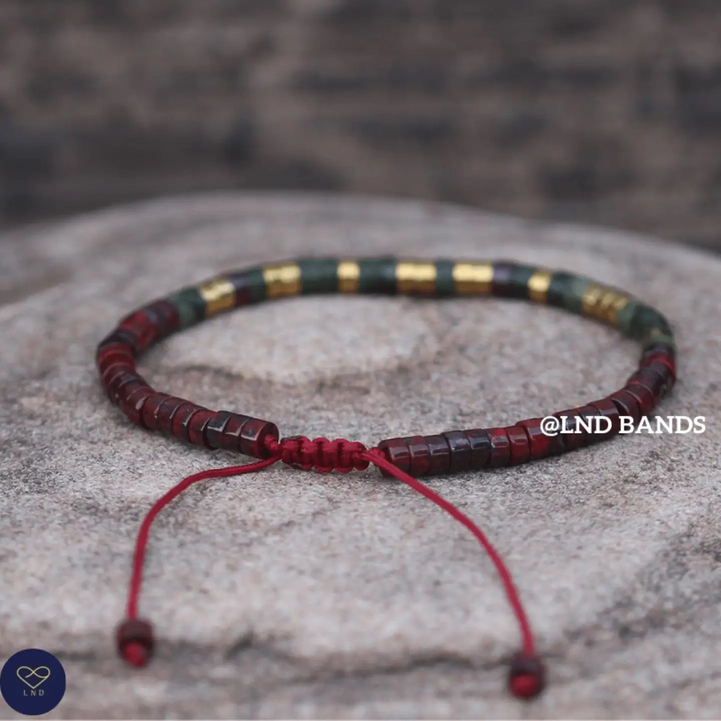 Tibetan Natural Stone - Olive Jade & Hematite - EAT - PRAY - LOVE - 0401