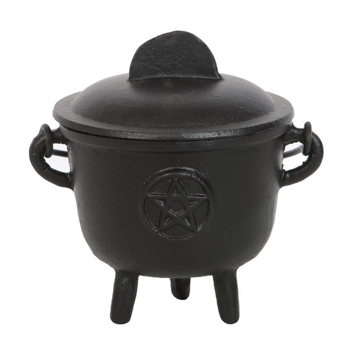 11CM CAST IRON CAULDRON WITH PENTAGRAM