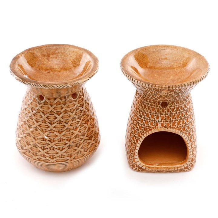 14CM RATTAN EFFECT OIL BURNER - The Hare and the Moon