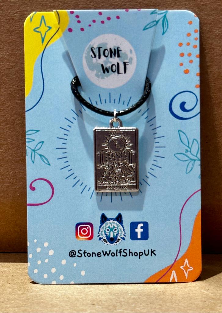 Tarot Card Charm Necklace - Moon -  Stone Wolf Jewellery - SW16