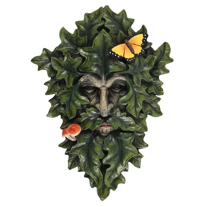 29x21cm Leafy Green Man Wall Plaque - The Hare and the Moon