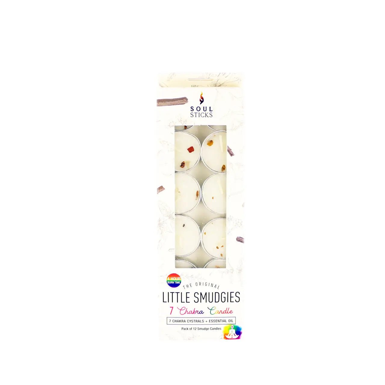 7 Chakras Little Smudgies Smudge Candles 12 Per Pack - The Hare and the Moon