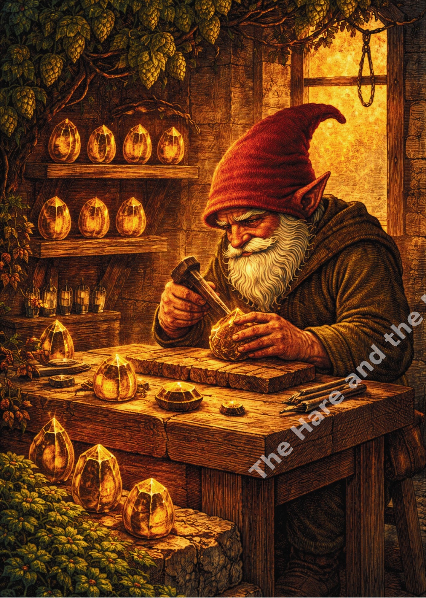 Eight of Pentacles - A3 Tarot Prints - The Hare and the Moon - TAPR7