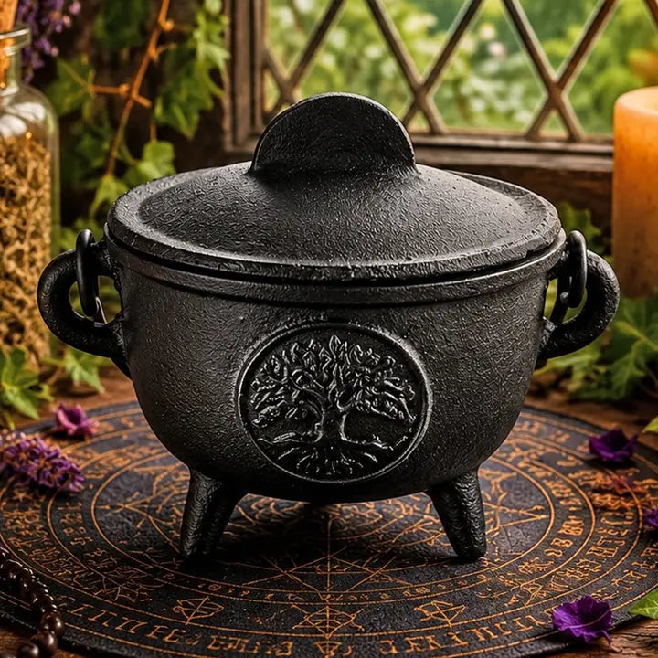 Cast Iron Cauldron with Tree of Life Design - 40178