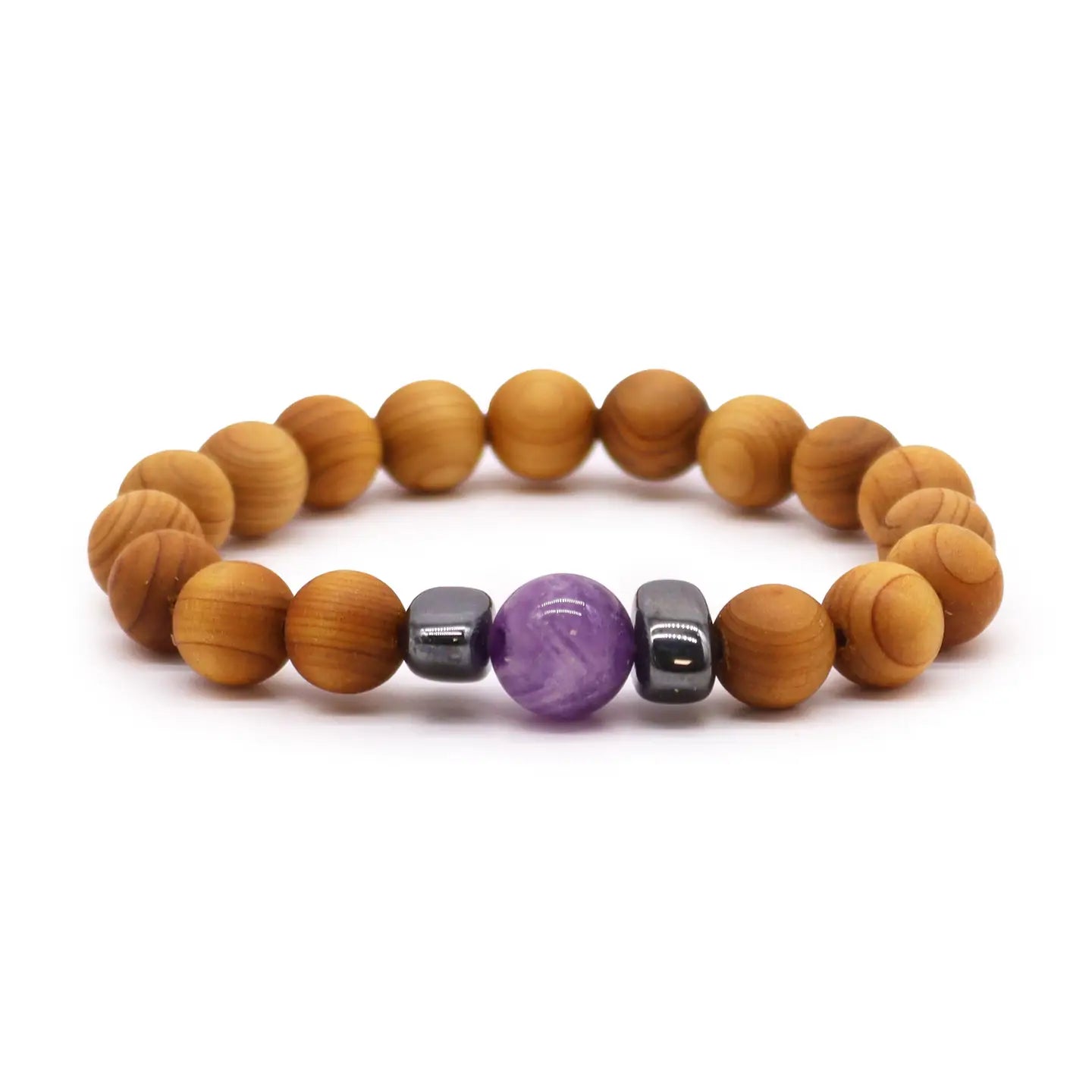 Cedarwood Third Eye Chakra Bracelet - Amethyst- CED6