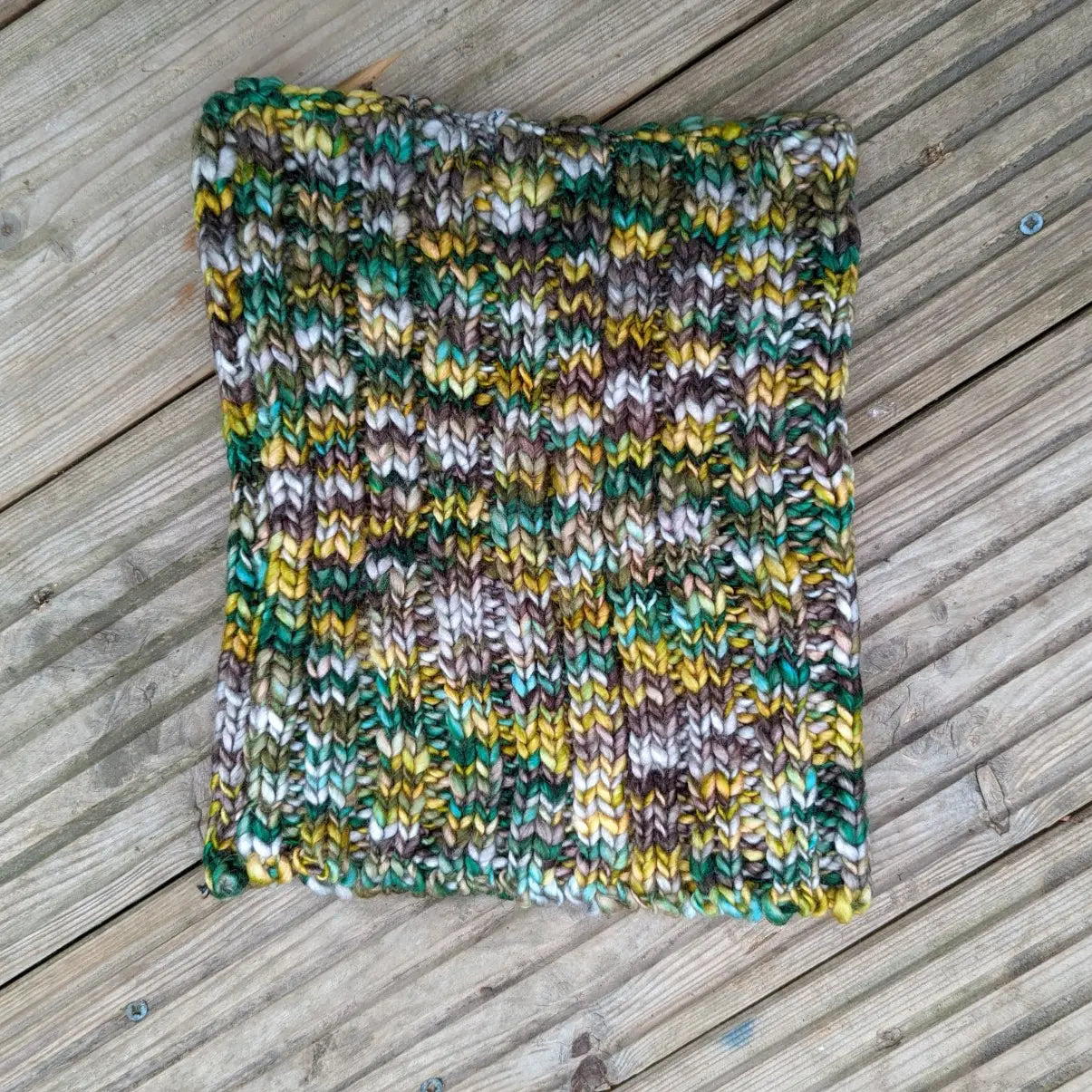 Chunky Tweed Neckwarmer Snood Scarf - Citrine Green - NT012