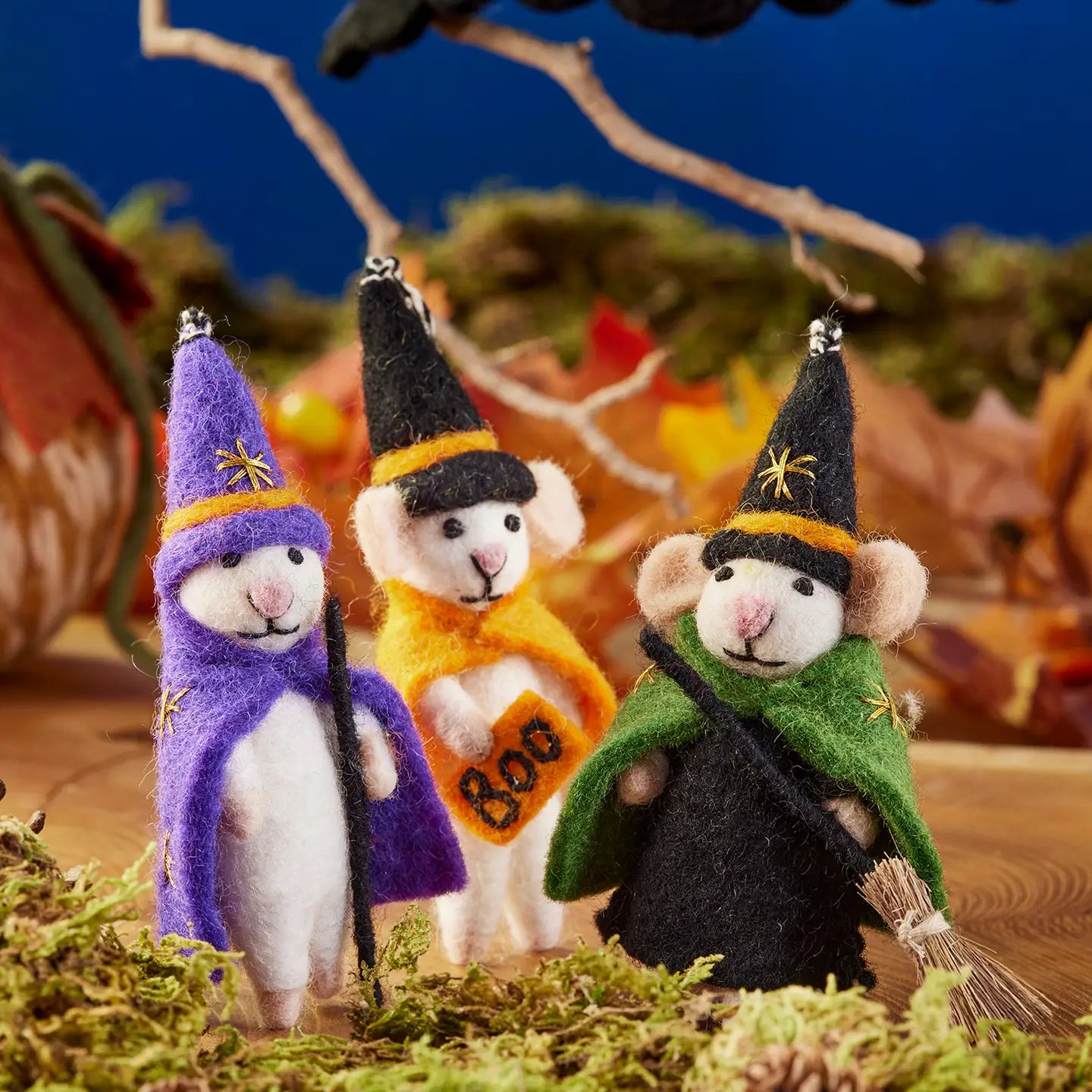 Felt Witch Wizard Mice Decoration