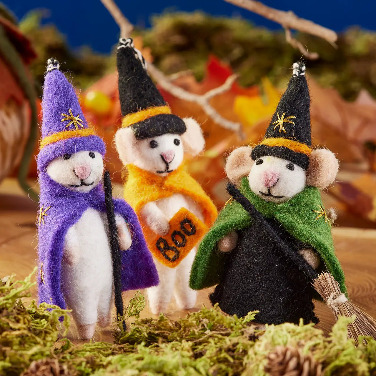 Felt Witch Wizard Mice Decoration - HDEC64
