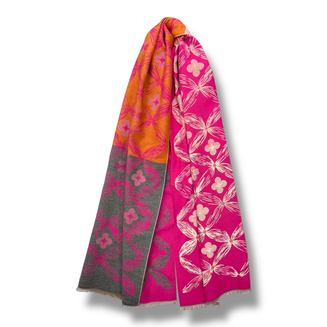Geometric Bloom Cashmere Blend Scarf - W SKETCH CLOVER PINK