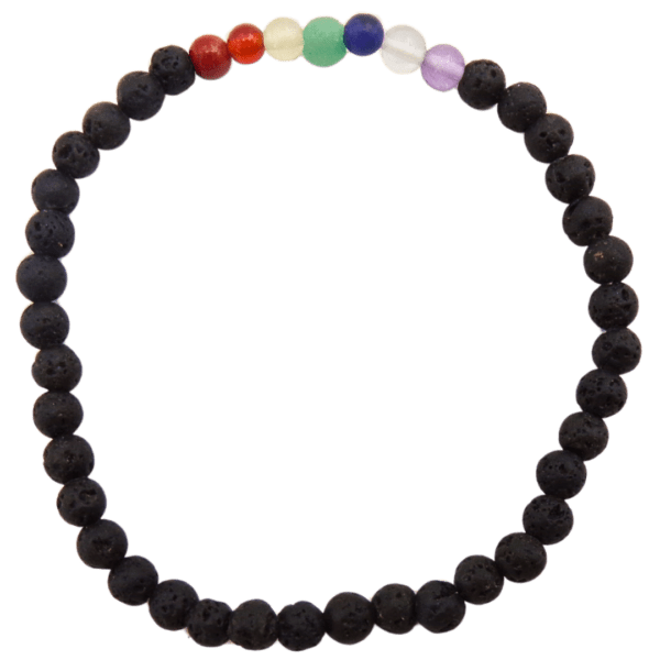 4mm Black Lava Chakra Bead Bracelet 4mm Black Lava Chakra Bead Bracelet - PB797