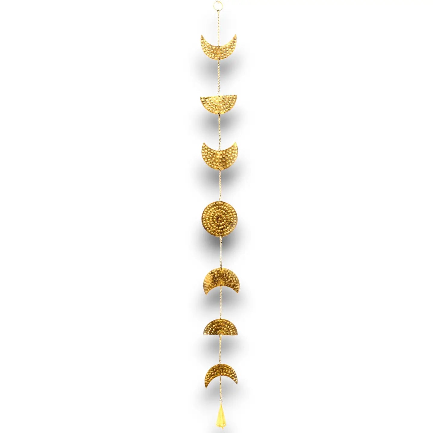 Indian Chimes - Brass Moon Phases Drop with Bell - 25cm IMC1