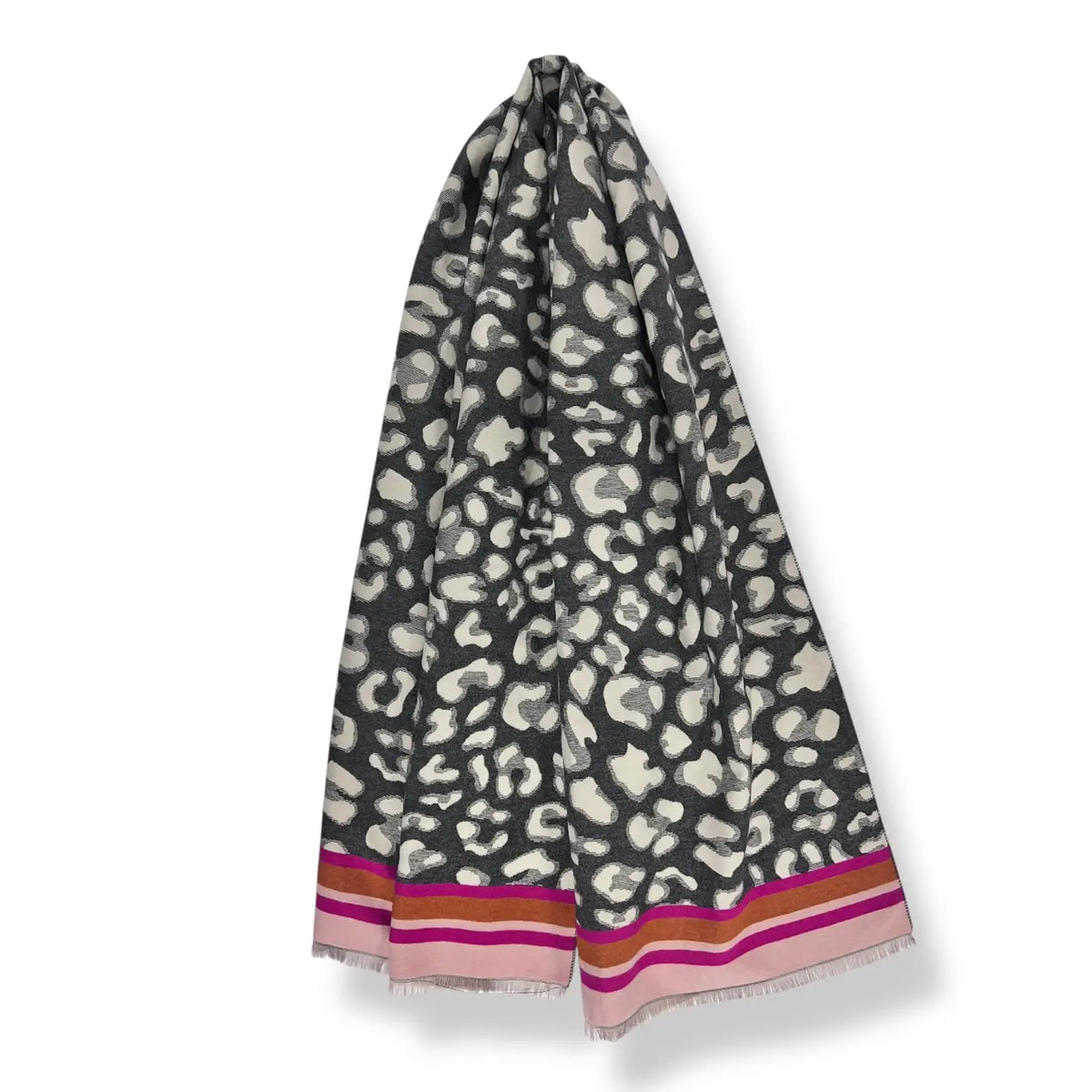 Leopard Print with Colouful Border Cashmere Blend - W LEOPARD BORDER PINK