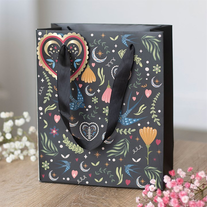 MEDIUM BLACK MIDNIGHT BLOOM PRINT GIFTBAG