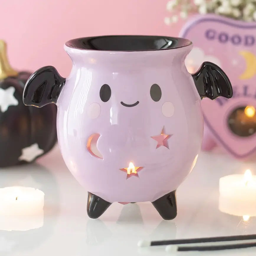 Pastel Bat Brew Gothic Halloween Cauldron Oil Burner