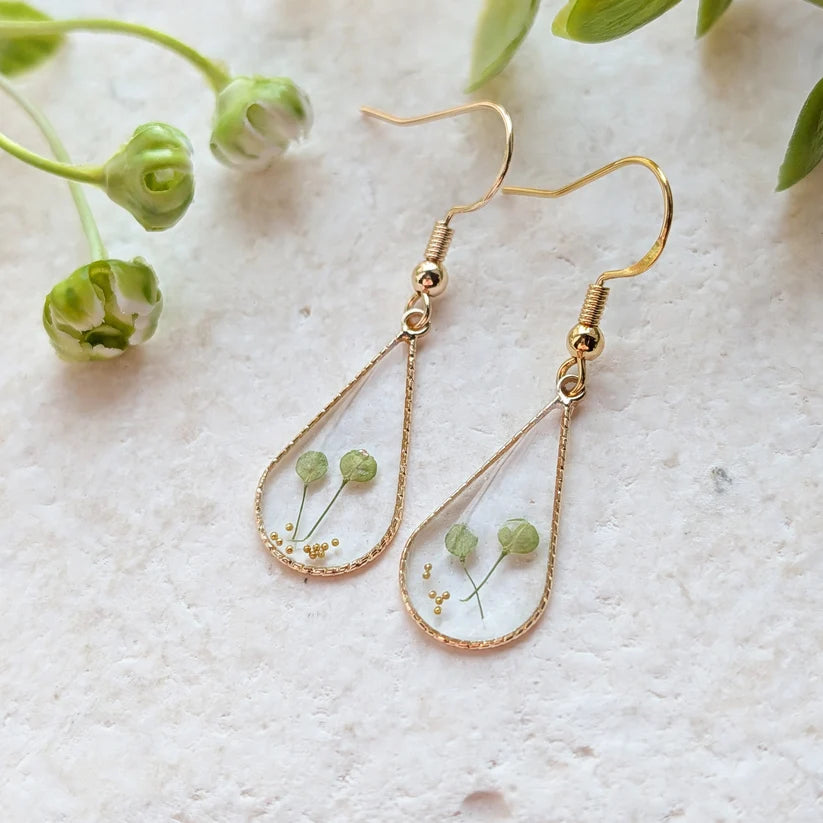 Pepperweed Waterdrop Gold Plated Earrings - Work By Nature - F-P-W-EW-14