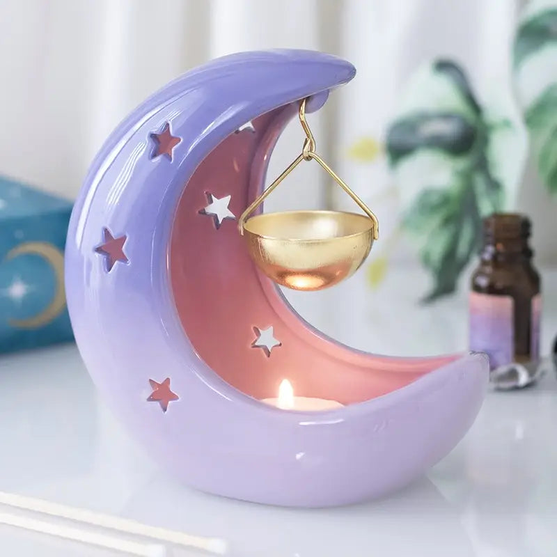 Purple Pastel Crescent Moon Hanging Oil Burner