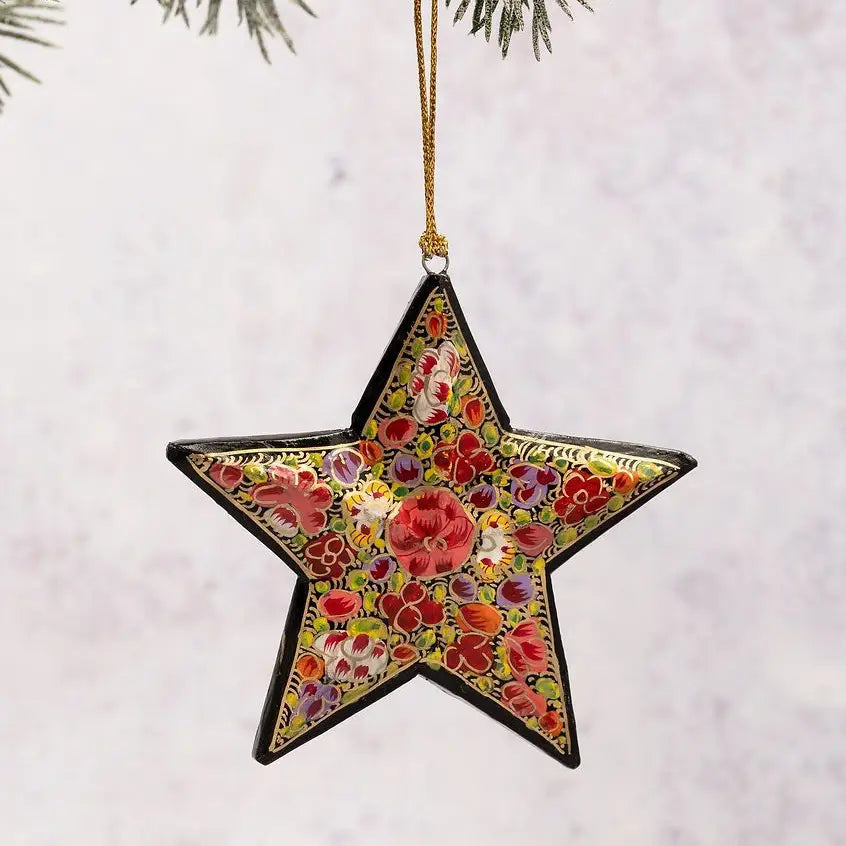 Red Russian Floral 3D Hanging Star - RUSSIAN3DSTAR
