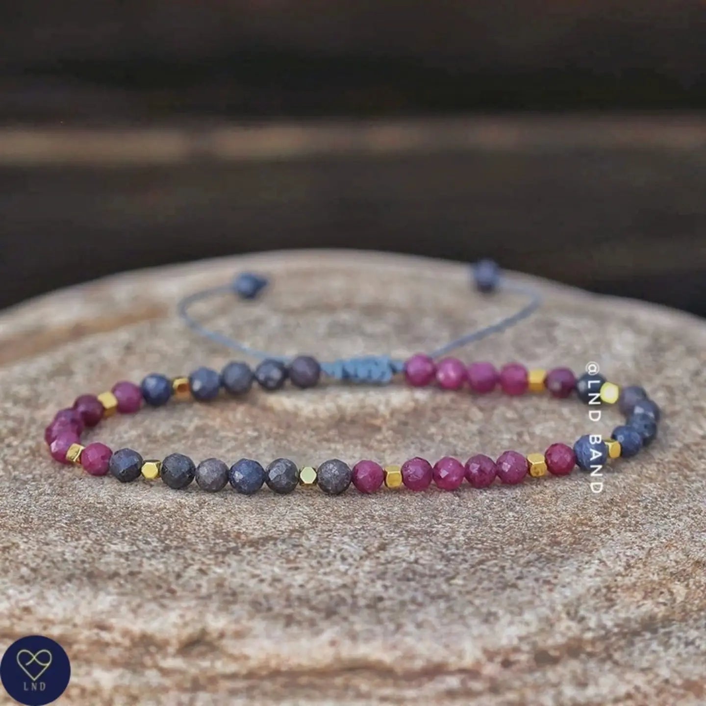Tibetan Natural Stone - Ruby Sapphire Faceted Bead Bracelet - 0299