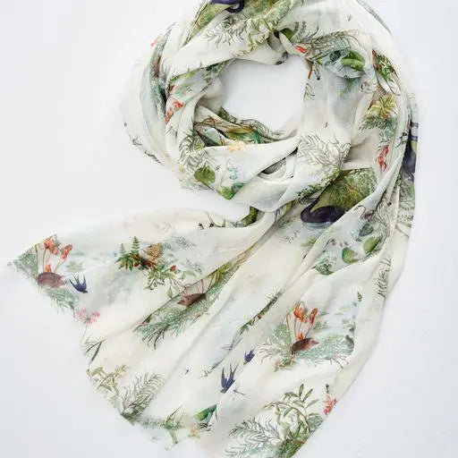Whispering Willows Ivory Light Weight Scarf - Fable England - 49041