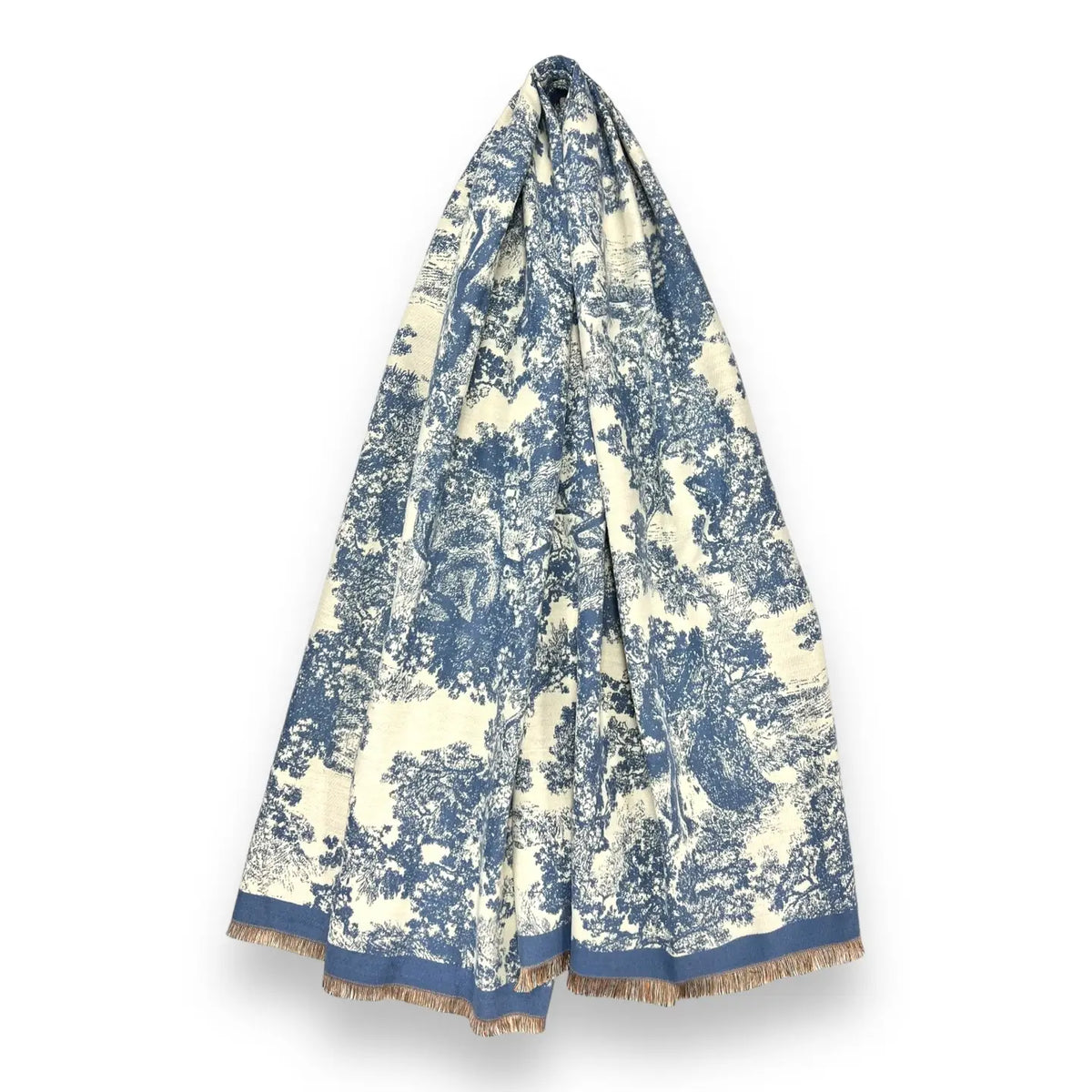 Winter Forest Print On Plain Canvas - W FOREST BORDER STEEL BLUE