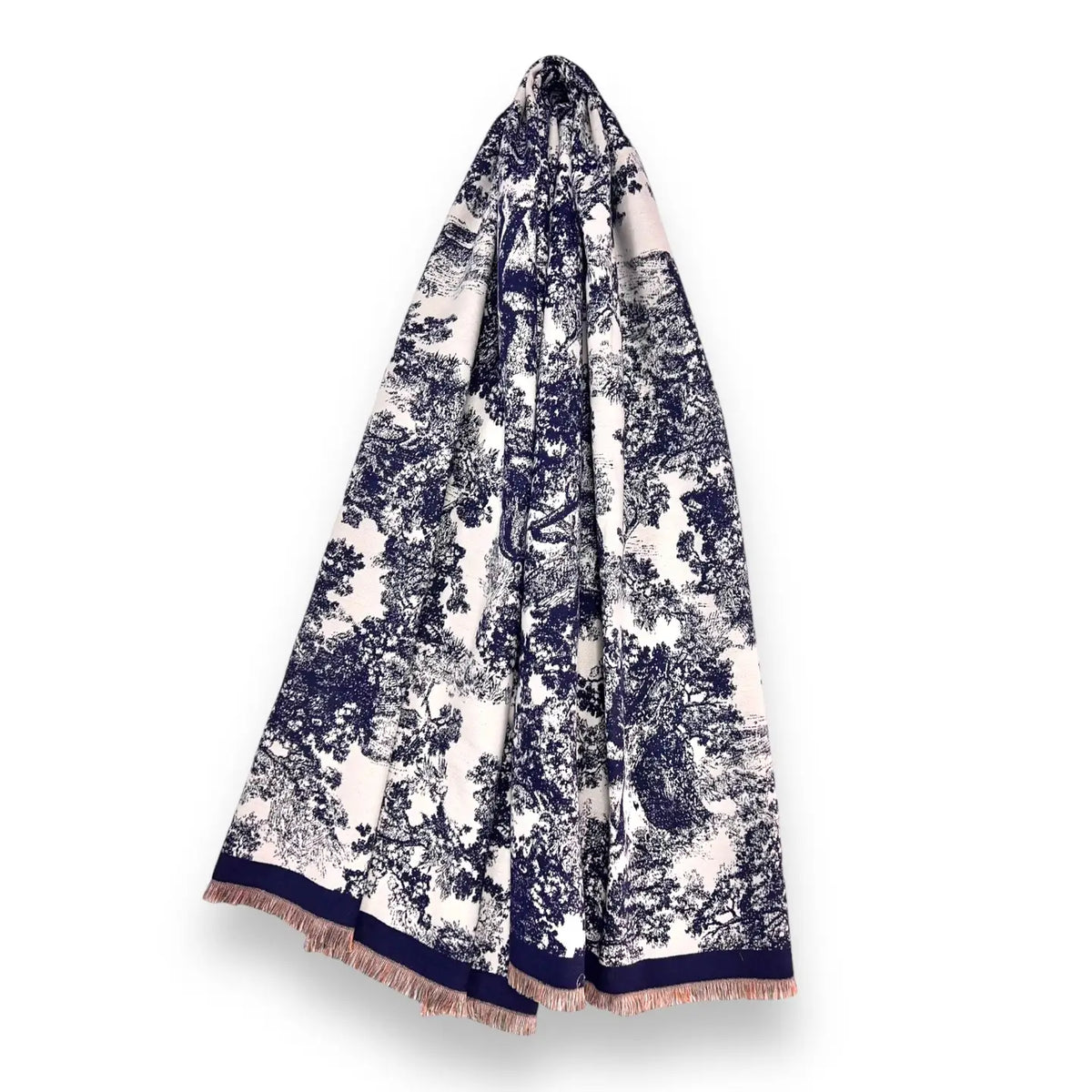 Winter Forest Print On Plain Canvas - W FOREST BORDER NAVY