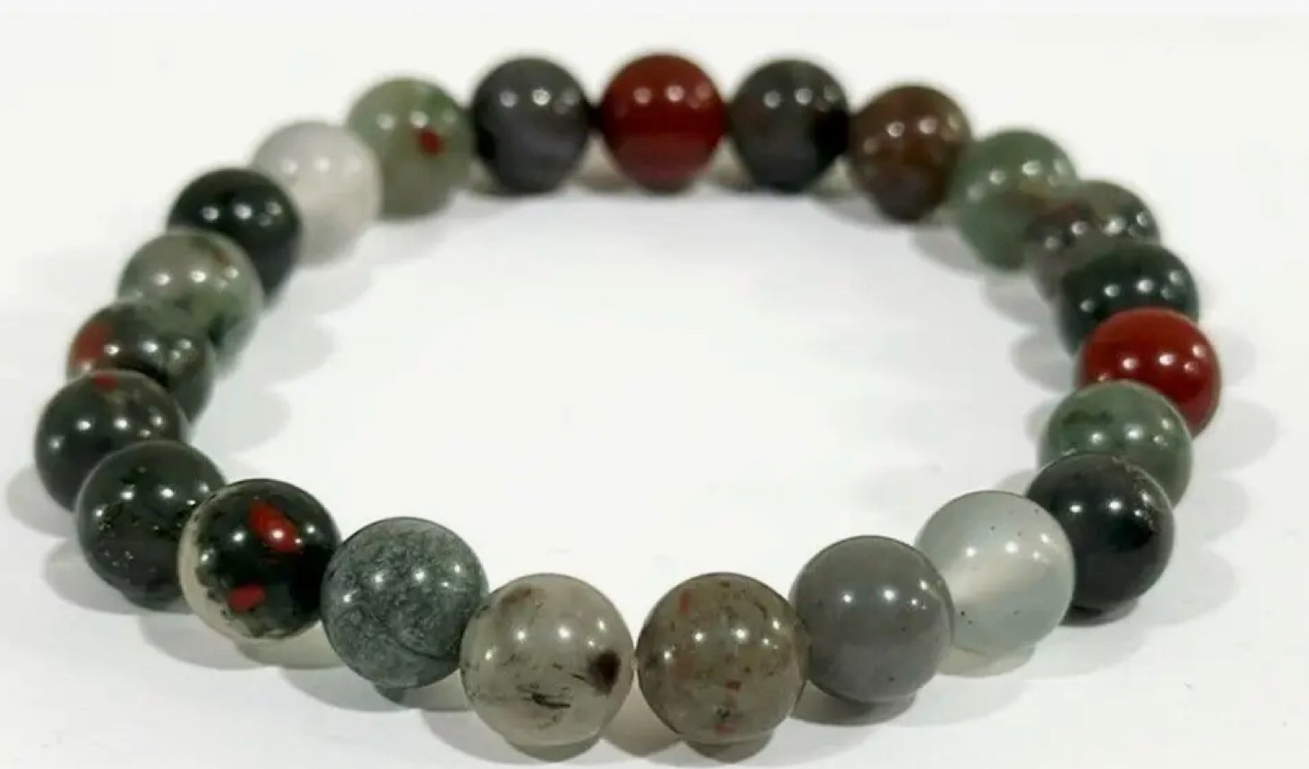 African Bloodstone Crystal Healing Bracelet - Stone of Health and Revitalisation - CS1234 - The Hare and the Moon