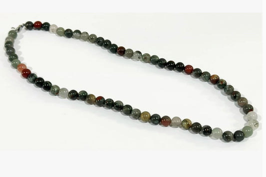African Bloodstone Crystal Healing Necklace - Stone of Health and Revitalisation - CS1241 - The Hare and the Moon