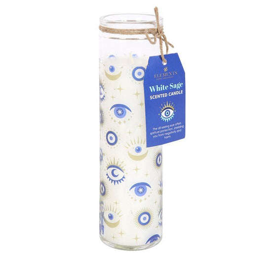 ALL SEEING EYE WHITE SAGE TUBE CANDLE - The Hare and the Moon