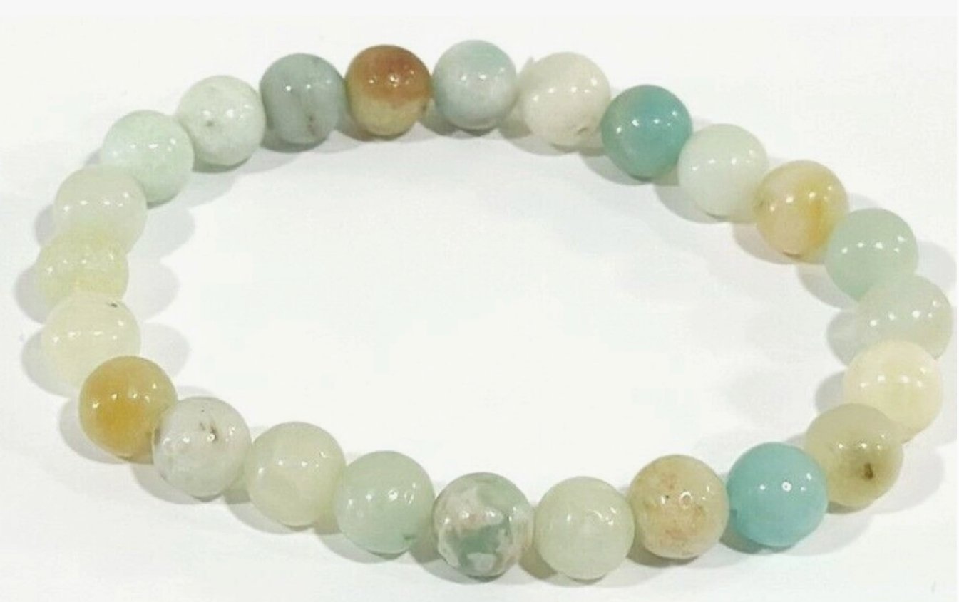Amazonite Brazil Crystal Healing Bracelet - Stone of Courage and Truth - MS1418 - The Hare and the Moon