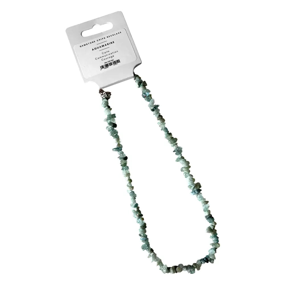 Aquamarine Gemstone Chips Necklace - NE58