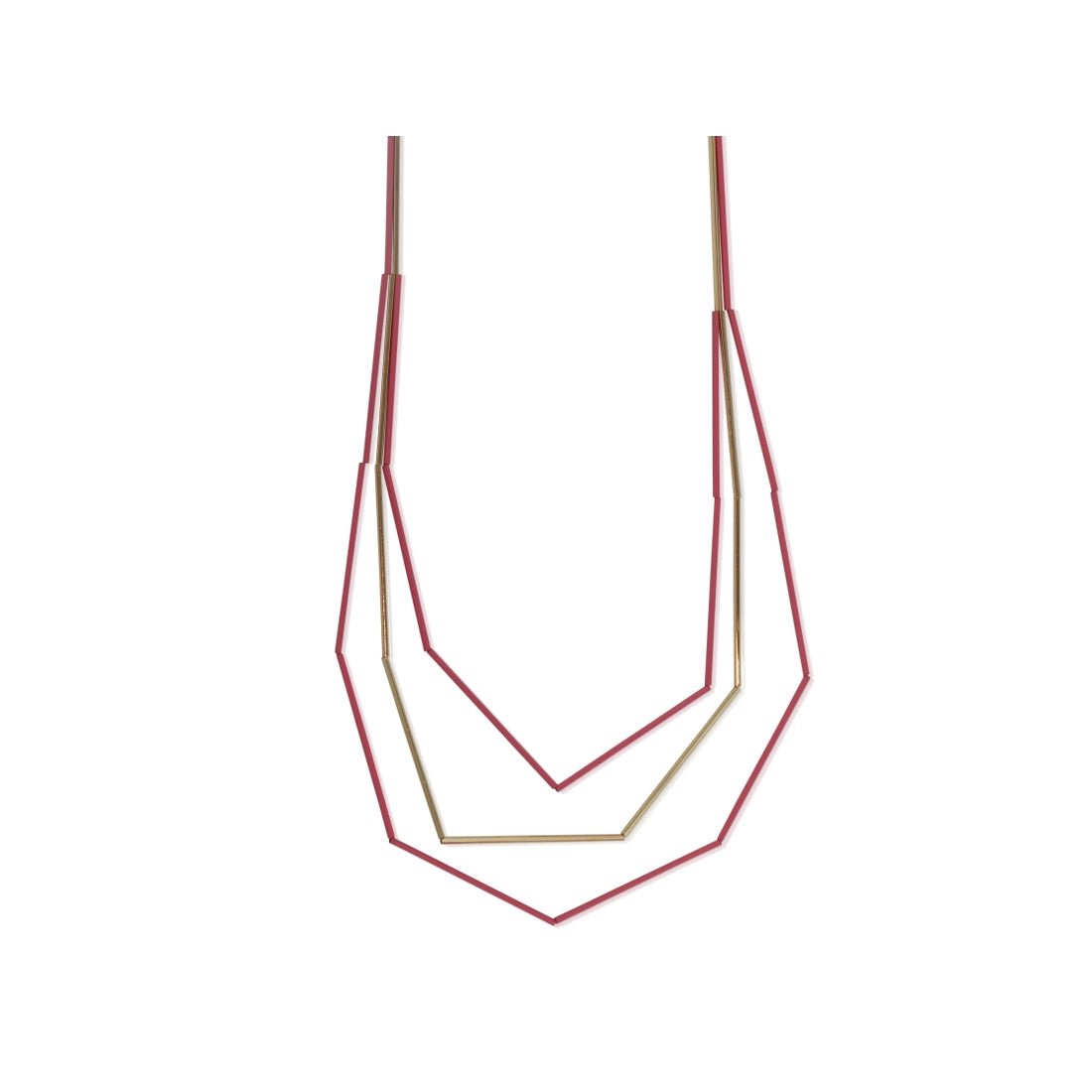 Big Metal London Necklaces Enamel Pink Layered Short Necklace - BM44