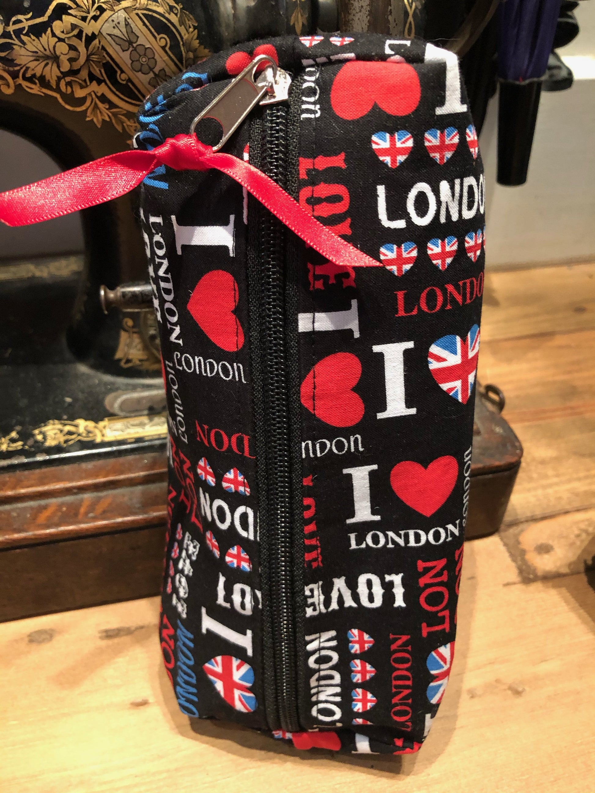 Black and Red London Print Pencil Case - The Hare and the Moon