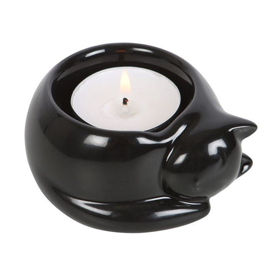 BLACK CAT CERAMIC TEALIGHT CANDLE HOLDER - The Hare and the Moon