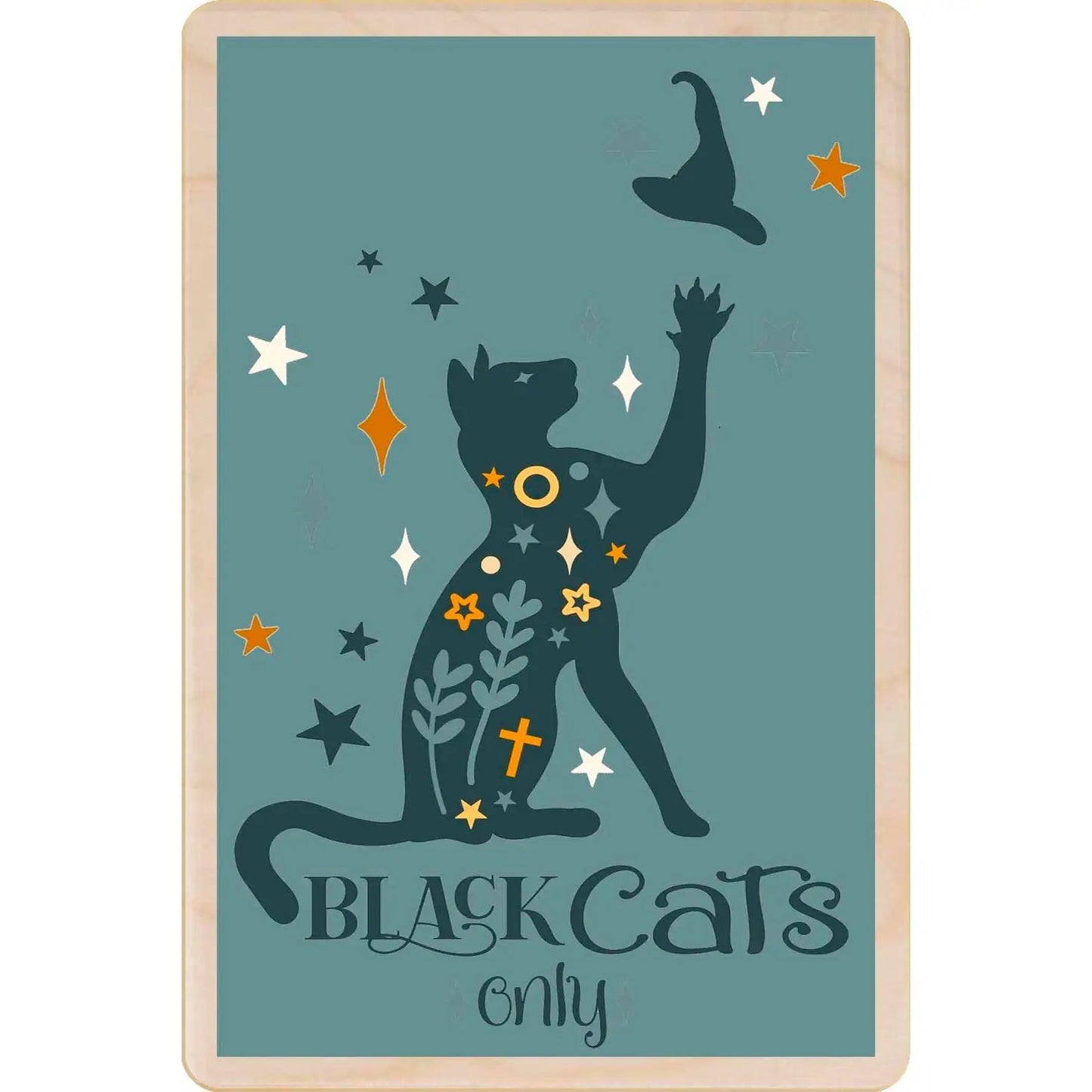 Black cats wooden postcard (Greeting Card) - WP5 - The Hare and the Moon