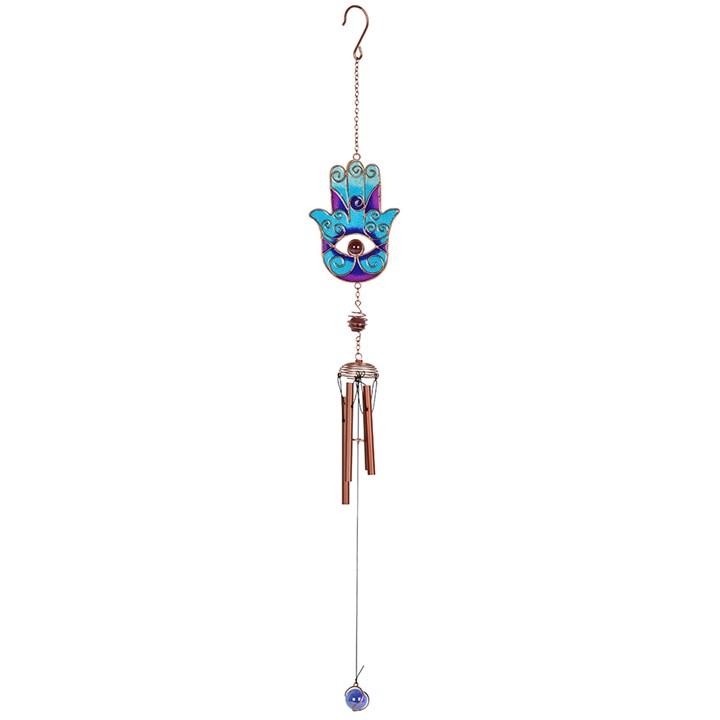 BLUE HAND OF HAMSA WINDCHIME - The Hare and the Moon