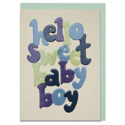 Bold, hand lettered new baby boy card with luxury finish Greeting Card - GDV47 - The Hare and the Moon