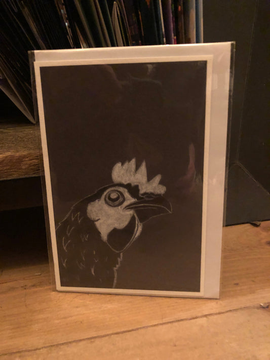 Brenda The Chicken Greeting Card - MM4 - The Hare and the Moon