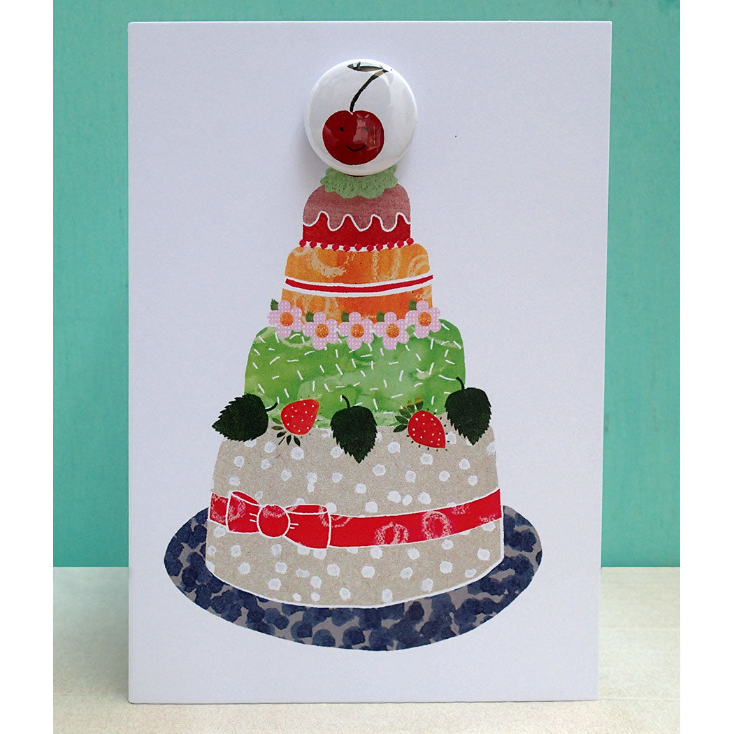 Greeting Card with Badge - Cherry Cake - Y22