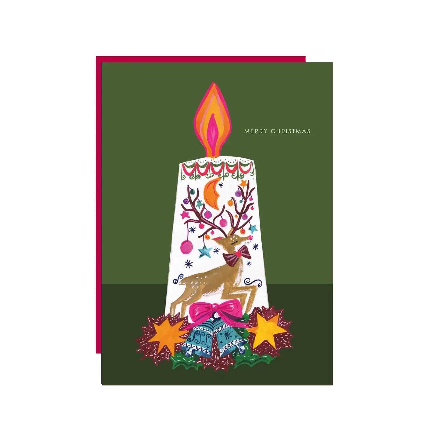 Hutch Cassidy Cards 'Candle Reindeer' Christmas Greeting Card - HCWB434B