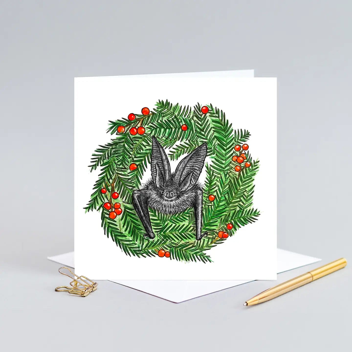 Wild Lines Cards Long-Eared Bat Christmas Greeting Card - WL907
