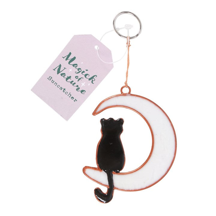 Cat Sitting on Cresent Moon Suncatcher - SC_84723