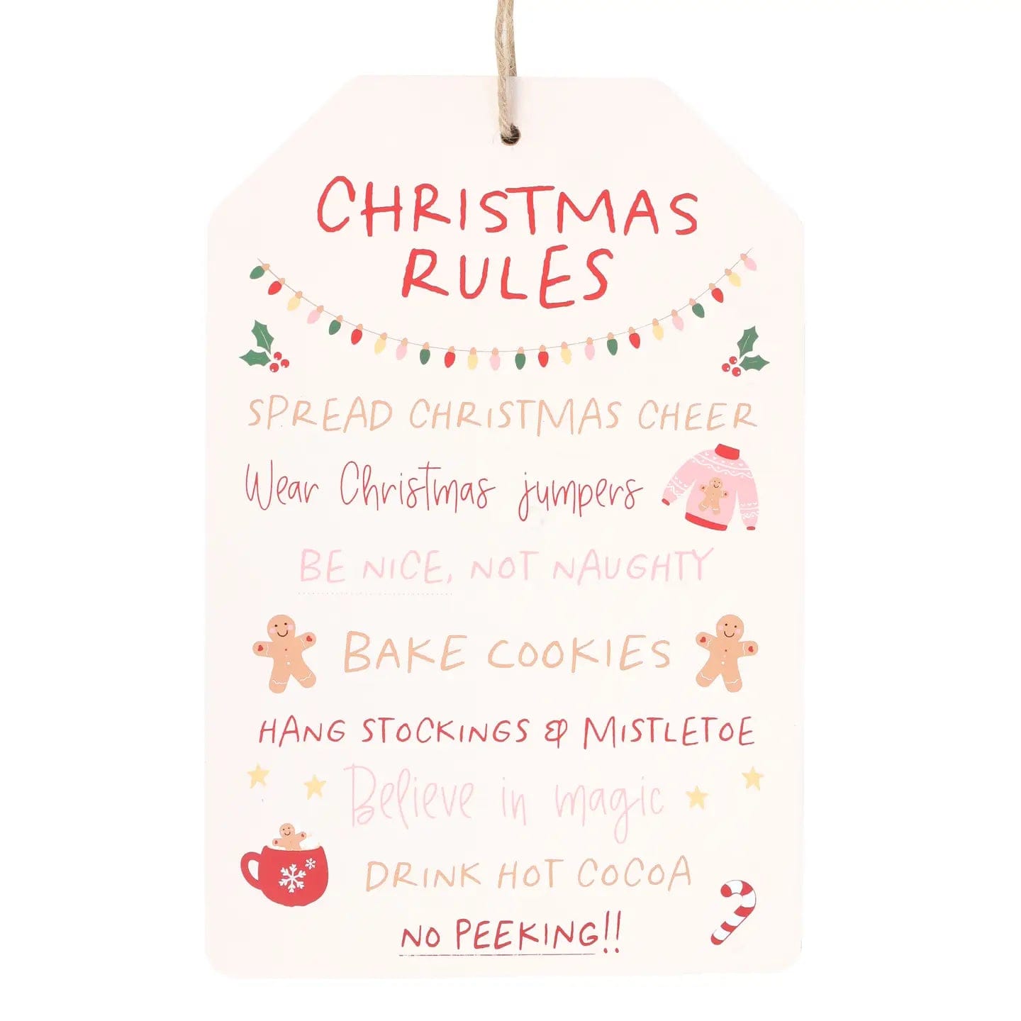 Jones Home & Gift Christmas Decorations Sugarplum Fun Christmas Rules Hanging Sign