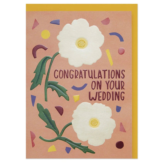 Congratulations on your wedding' anemones and confetti luxury wedding Greeting Card - REF09 - The Hare and the Moon
