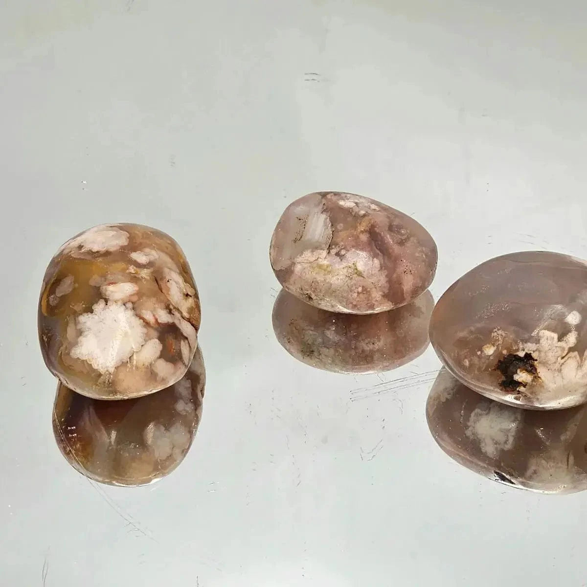 THE HARE AND THE MOON Crystals Flower Agate Pebble Stone - The Stone of Rebirth - pbfa1, pbfa2, pbfa3