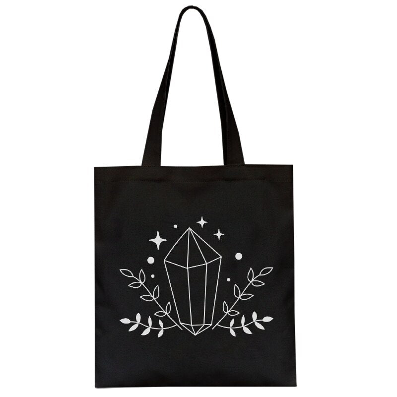 Crystals Print Zipper Tote Bag - The Hare and the Moon
