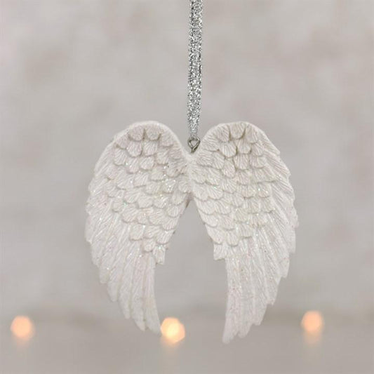 DOUBLE GLITTER ANGEL WING HANGING DECORATION - The Hare and the Moon
