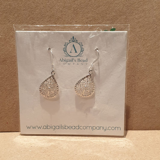 Filigree Pear Drop Earrings - AE244 - The Hare and the Moon