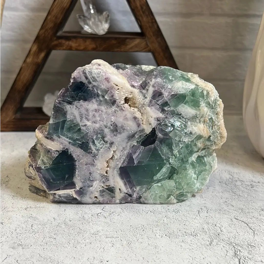 Fluorite Cut Base One of a Kind - BAC7 - The Hare and the Moon
